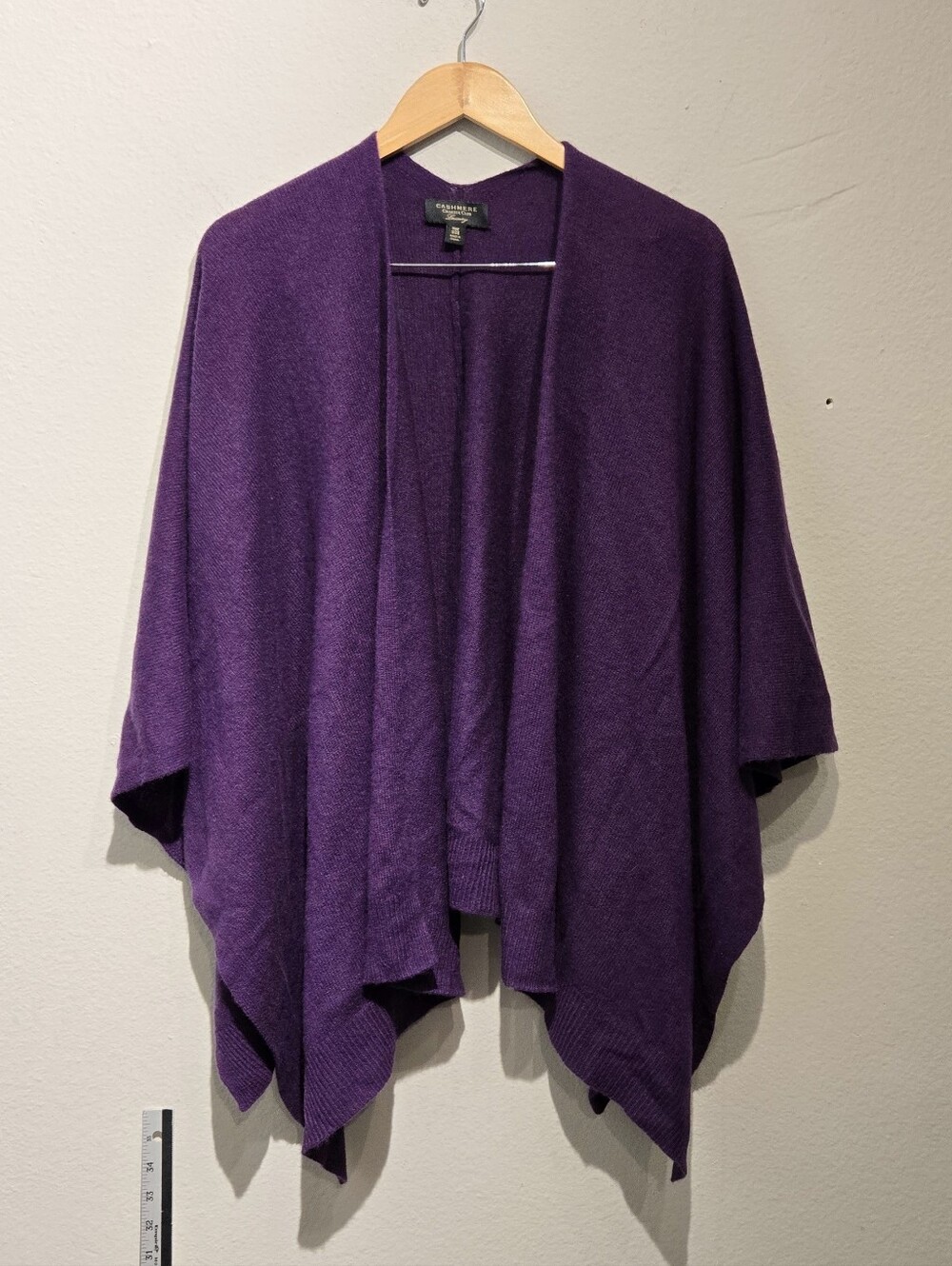 Charter Club Cashmere Poncho Wrap Shawl Womens One Size Purple Preppy Old Money